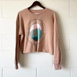 Grayson Threads Niagara Falls Long Sleeve Oversized Cropped Sweater Womens Small